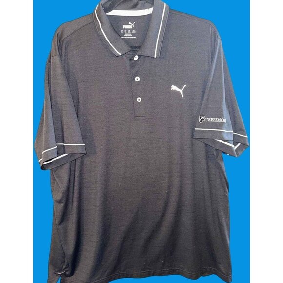 Puma Mens Black Polo Shirt With White Accents Logo Size XL - Picture 1 of 8